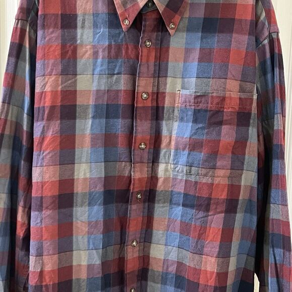 Viyella Plaid Cotton Wool Blend Button Up Shirt Colorful Canada Men's Size Large - Picture 5 of 11